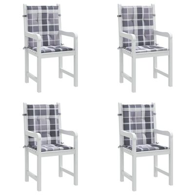 vidaXL Jastuci za vrtne stolice 4 kom sivi karirani 100x50x3cm tkanine