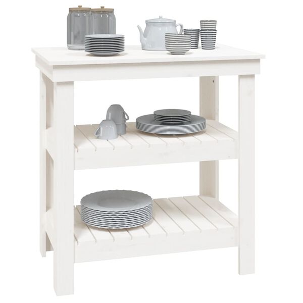 vidaXL Radni stol bijeli 78,5 x 50 x 80 cm od masivne borovine