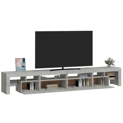 vidaXL TV ormarić s LED svjetlima siva boja betona 260x36,5x40 cm
