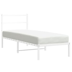 vidaXL Metalni okvir krevet bez madraca s uzglavljem bijeli 75x190 cm