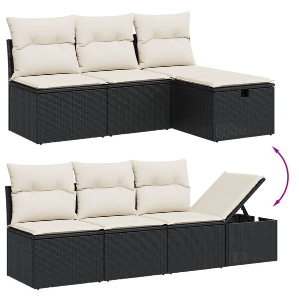 vidaXL 7-dijelni set vrtnih sofa od poliratana s jastucima crni