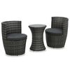 vidaXL 3-dijelni bistro set od poliratana s jastucima sivi