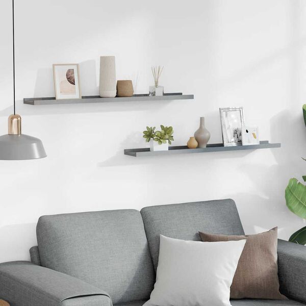 vidaXL Zidne police za fotografije 2 kom sive 80 x 9 x 3 cm MDF