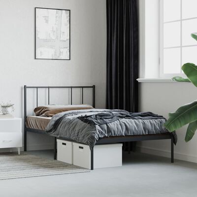 vidaXL Metalni okvir za krevet s uzglavljem crni 100x190 cm