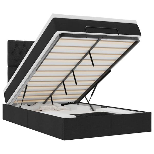 vidaXL Otomanski krevet madracem i LED crna 120x190 cm tkanina