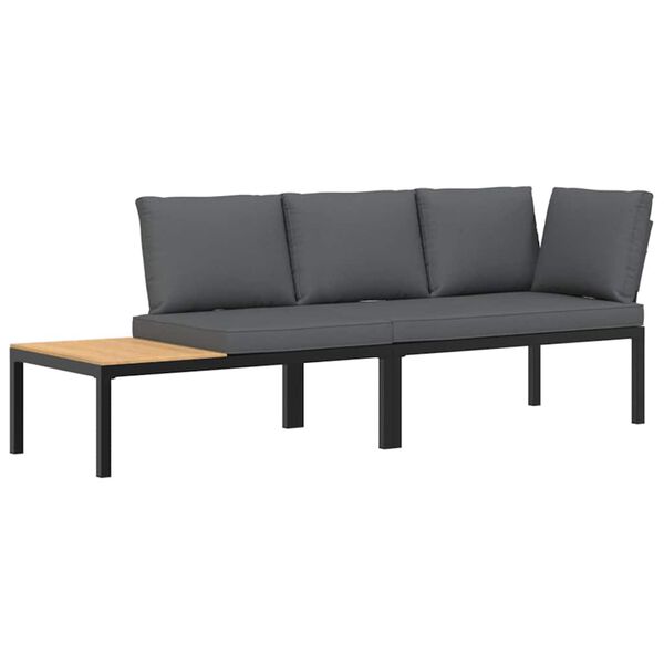 vidaXL 2-dijelni set vrtnih sofa s jastucima crni aluminijski