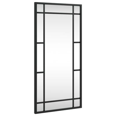 vidaXL Zidno ogledalo crno 30 x 60 cm pravokutno željezno