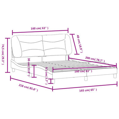 vidaXL Okvir za krevet s uzglavljem krem 160 x 200 cm od tkanine