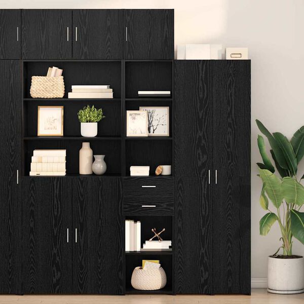 vidaXL Highboard Crni hrast 40 x 42,5 x 185 cm Konstruirano drvo