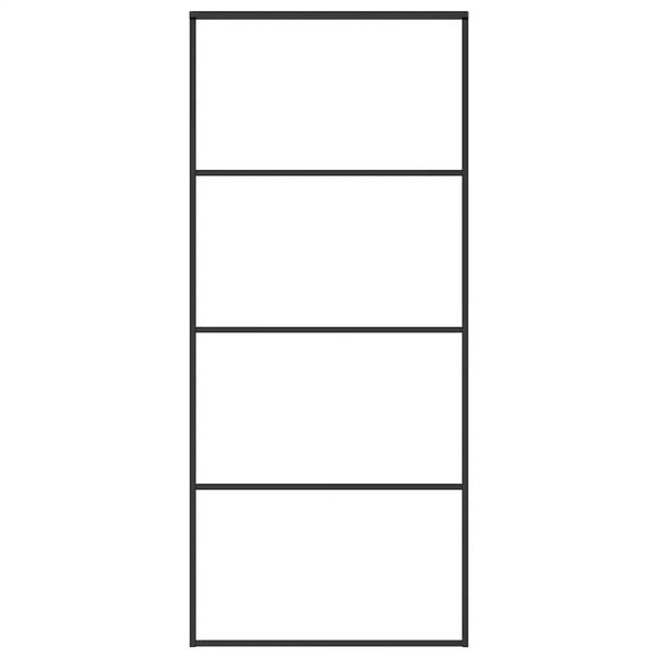 vidaXL Klizna vrata od mutnog stakla ESG i aluminija 90 x 205 cm crna