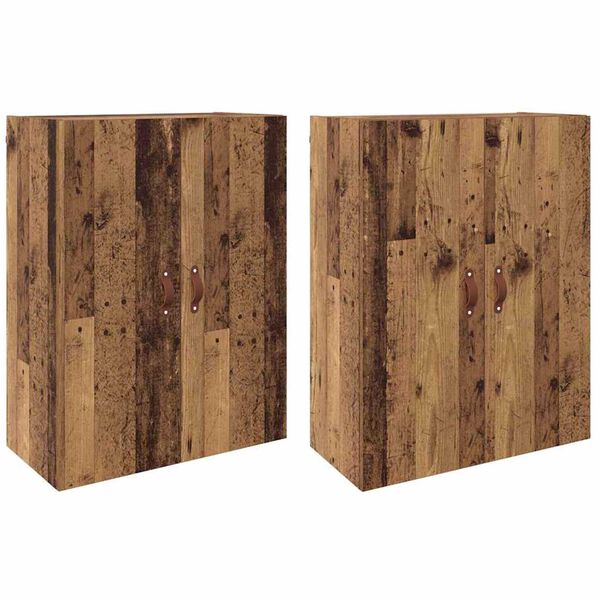 vidaXL Ormar za montažu na zid 2 pcs Staro drvo 69,5 x 34 x 90 cm