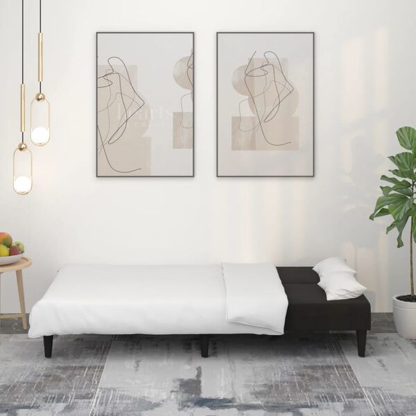 vidaXL Dvosjed na razvlačenje od mikrovlakana crni