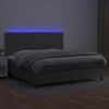 vidaXL Krevet box spring s madracem LED sivi 200x200cm od umjetne kože