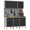 vidaXL Radni ormar s ladicama 8 pcs Crna Inženjerska drva i čelik