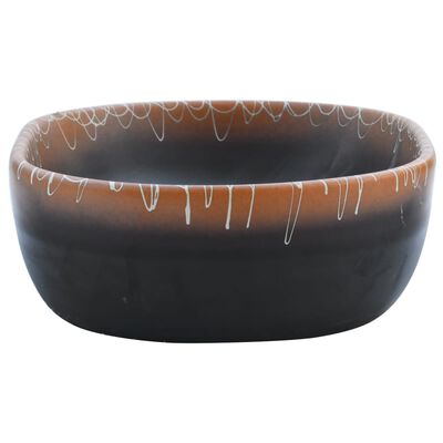 vidaXL Nadgradni umivaonik crno-narančasti ovalni 47x33x13 cm keramika