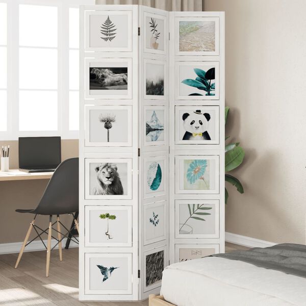 vidaXL Sobna pregrada s 3 panela bijela od masivnog drva paulovnije