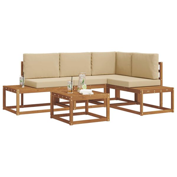 vidaXL Set vanjskih sofa s jastukom 5 Komad Prirodna i bež