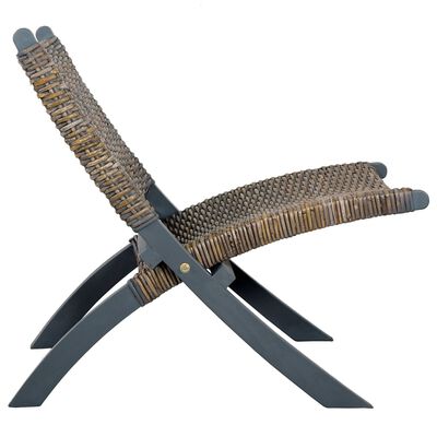 vidaXL Stolica za opuštanje siva prirodni ratan kubu i drvo mahagonija