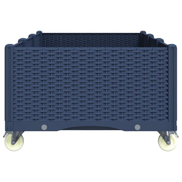 vidaXL Vrtna sadilica s kotačima plava siva 150x80x54 cm PP