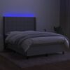 vidaXL Krevet box spring s madracem LED svjetlosivi 140x190 cm tkanina