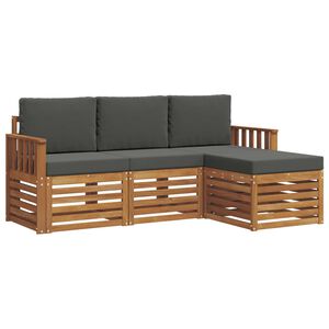 vidaXL Set vanjskih sofa s jastukom 4 pcs Prirodna i antracit