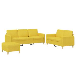 vidaXL 3-dijelni set sofa s jastucima svjetložuti od tkanine