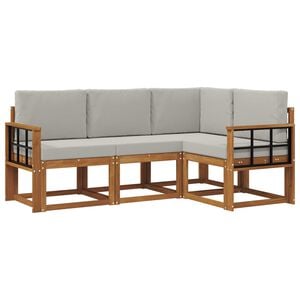 vidaXL Set vanjskih sofa s jastukom 4 pcs Prirodna i svijetlo siva