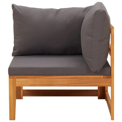 vidaXL Kutna sofa s tamnosivim jastucima masivno bagremovo drvo