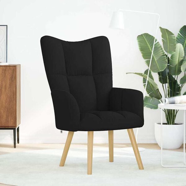 vidaXL Stolica za opuštanje od tkanine crna