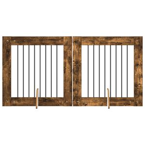 vidaXL Vrata za pse s postoljem 2 pcs Dimljeni hrast 80 x 80 cm