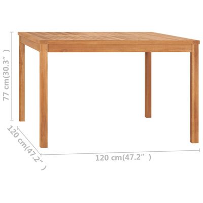 vidaXL Vrtni blagovaonski stol 120 x 120 x 77 cm od masivne tikovine