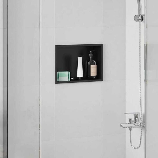 vidaXL Ničica za tuš Crna 30 x 20 x 9.5 cm Nehrđajući čelik