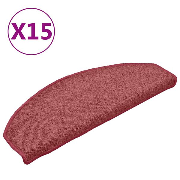vidaXL Prostirke za stepenice 15 kom 65x24x4 cm Bordo poluokrugle velike