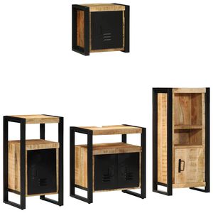vidaXL Set namje&scaron;taja za kupaonicu 4 kom. Smeđa i crna 55 x 35 x 60 cm