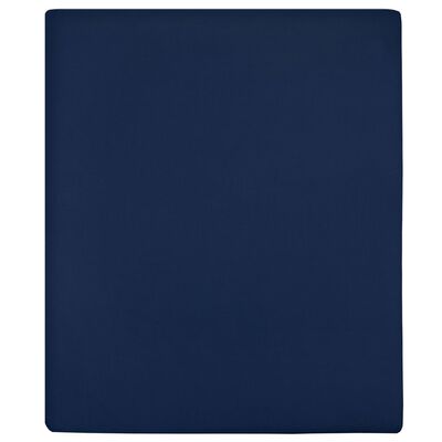 vidaXL Plahta s gumicom od žerseja modra 140x200 cm pamučna