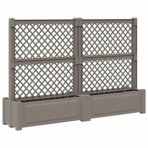 vidaXL Velika saksija s re&scaron;etkom 2 pcs Siva 200 x 43 x 133,5 cm PP