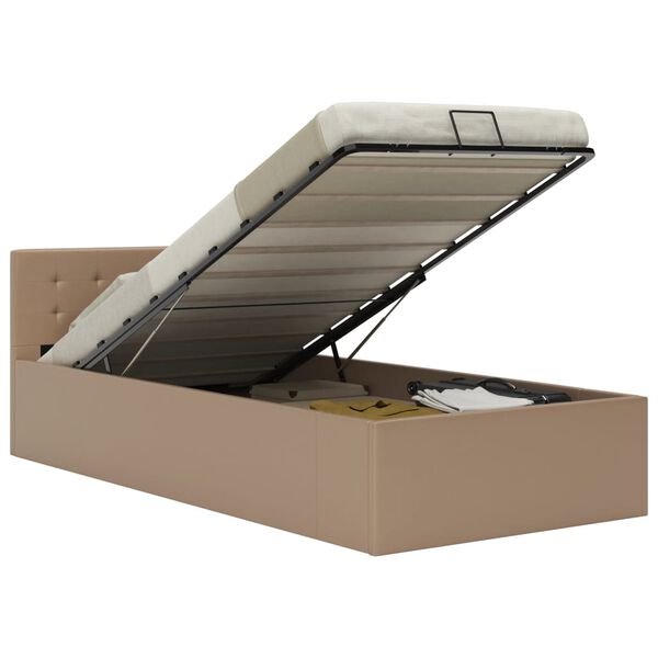 vidaXL Hidraulični okvir za krevet od umjetne kože boja kave 90x200 cm