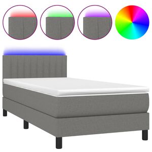 vidaXL Krevet box spring s madracem LED tamnosivi 80 x 200 cm tkanina