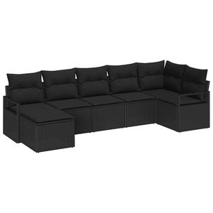 vidaXL Set sofe s jastukom s pohranom 7 pcs Crna poliratan