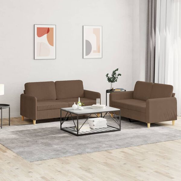 vidaXL 2-dijelni set sofa s jastucima smeđi od tkanine