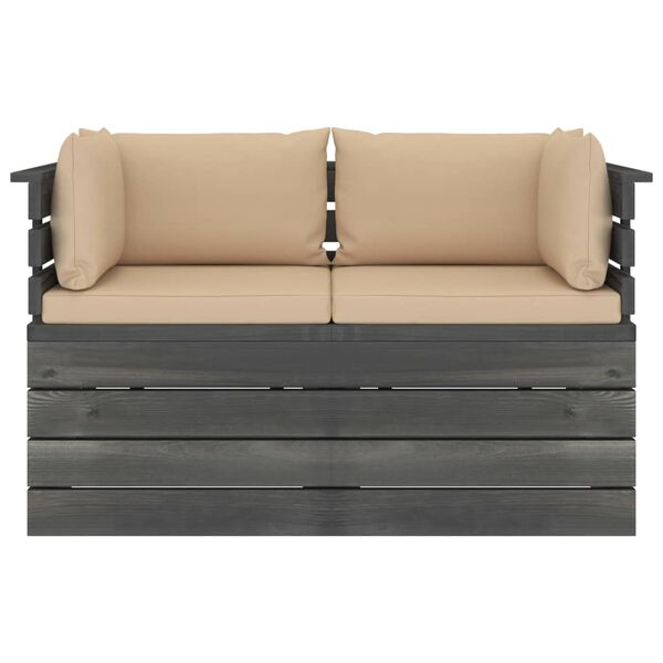 vidaXL Vrtni dvosjed od paleta od masivne borovine s jastucima