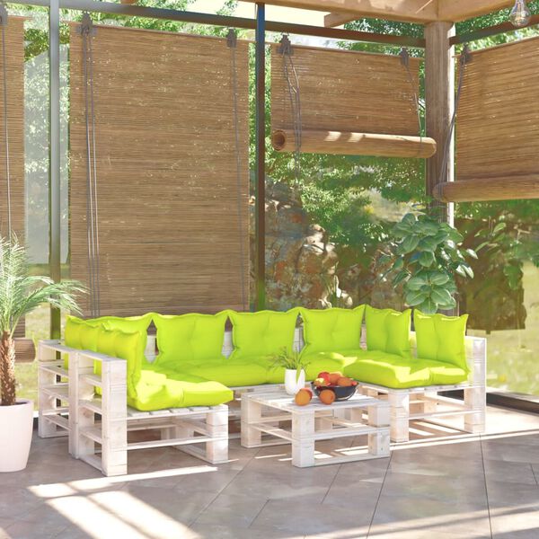 vidaXL 7-dijelna vrtna garnitura od paleta od borovine s jastucima