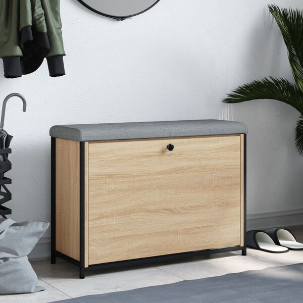 vidaXL Klupa za cipele s preklopnom ladicom boja hrasta 82x32x56 cm