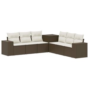 vidaXL Set sofe 7 kom. Smeđa i krem bijela Poli Rattan i čelik