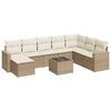 vidaXL 9-dijelni set vrtnih sofa s jastucima bež od poliratana