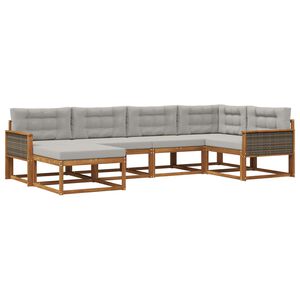 vidaXL Set vanjskih sofa s jastukom 6 pcs Prirodna i Svjetlosiva