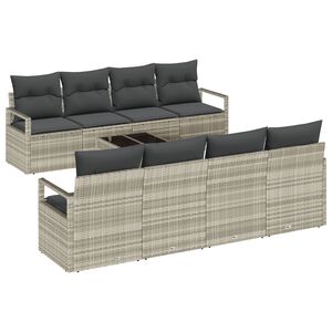 vidaXL Set sofe s jastukom 7 pcs Svjetlosiva poliratan
