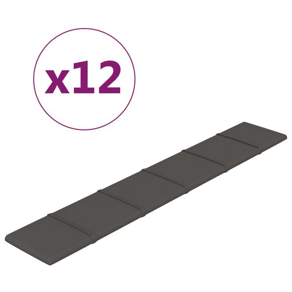vidaXL Zidne ploče od tkanine 12 kom tamnosive 90x15cm tkanina 1,62 m&sup2;