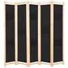 vidaXL Sobna pregrada s 5 panela od tkanine 200 x 170 x 4 cm crna