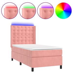 vidaXL Krevet box spring s madracem LED ružičasti 80x200 cm bar&scaron;unasti